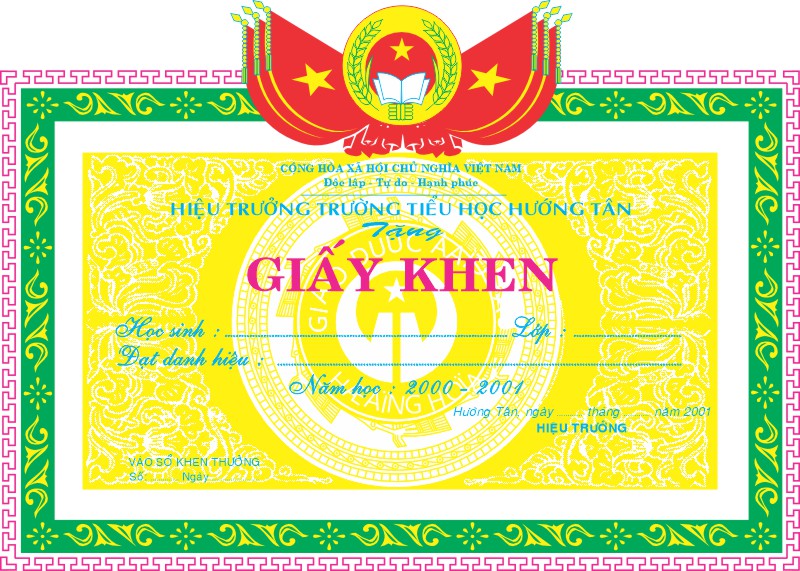 Mẫu Giấy Khen Thưởng 000258.cdr