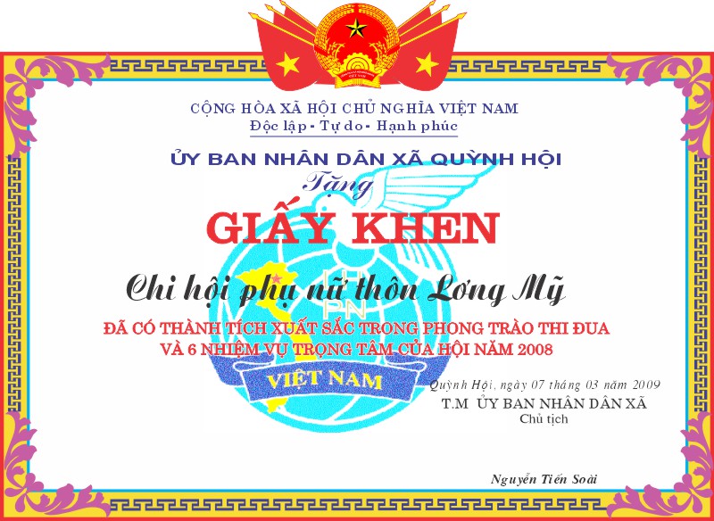 Mẫu Giấy Khen Thưởng 000295.cdr